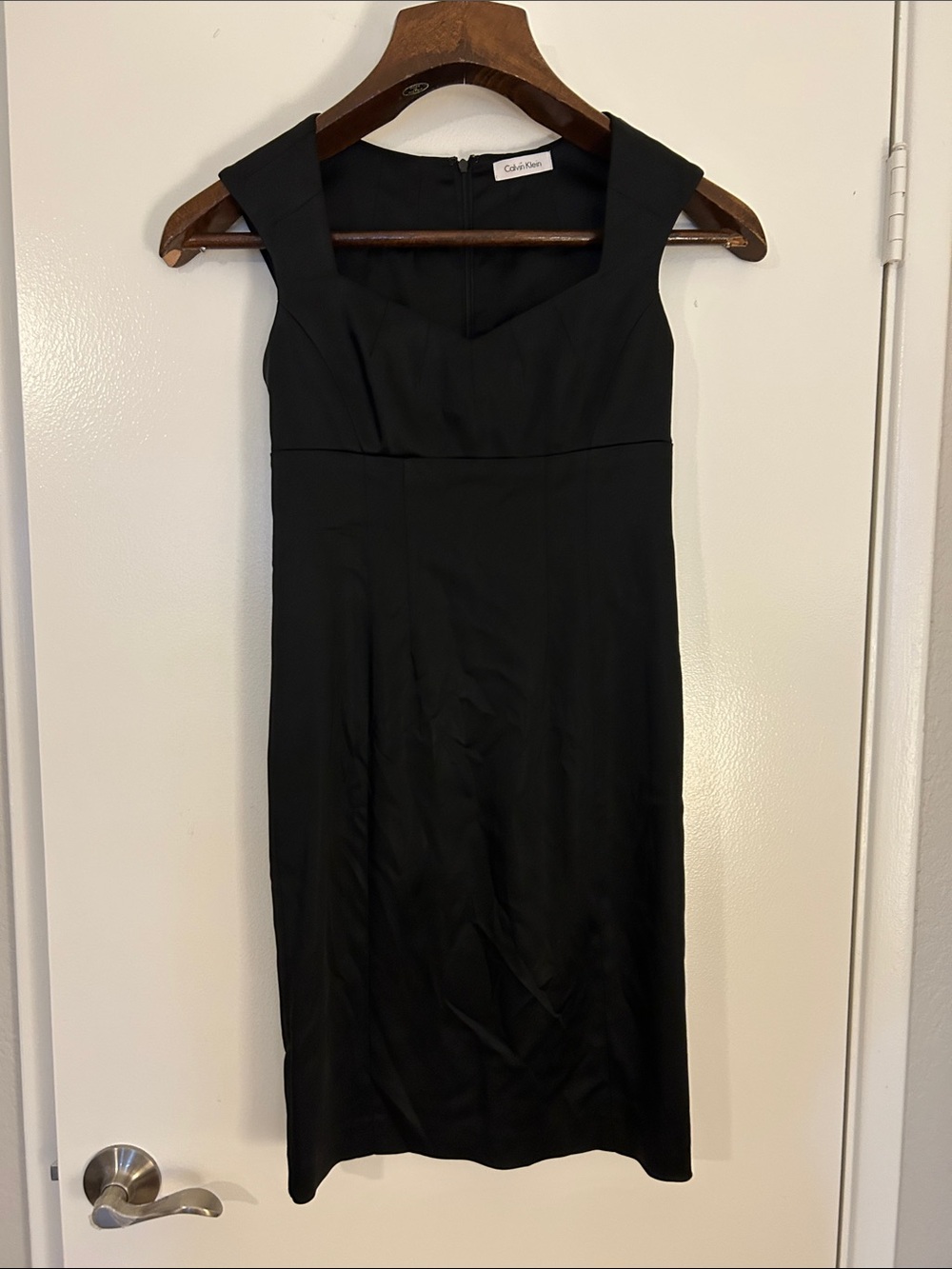 Calvin Klein Black Midi Sheath Dress with Wide Straps